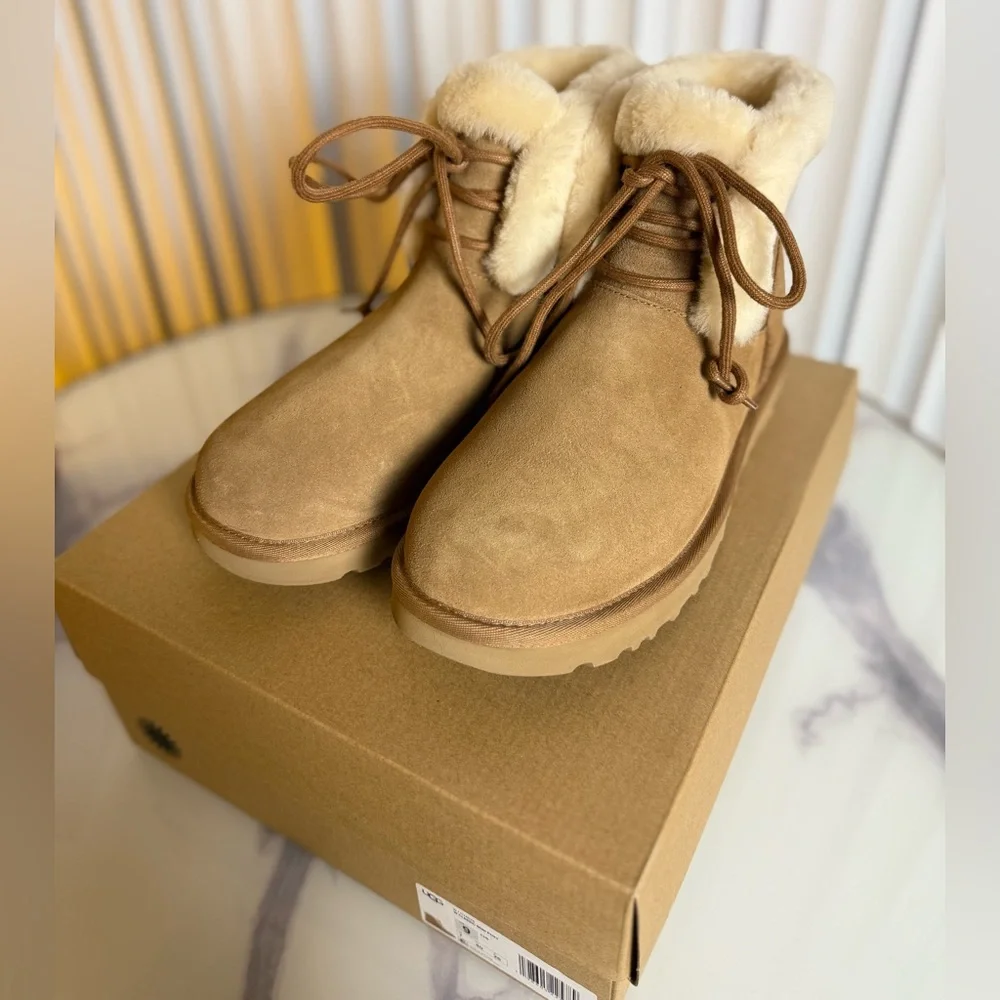 UGG Classic Mini Posy‎ Boots, Chestnut, Size 9
